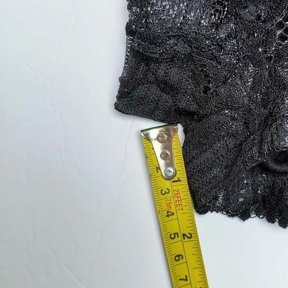 The Sang Black High-Waisted Shimmery Floral  Lace Whimsigoth Sexy Booty Shorts L - Picture 8 of 10